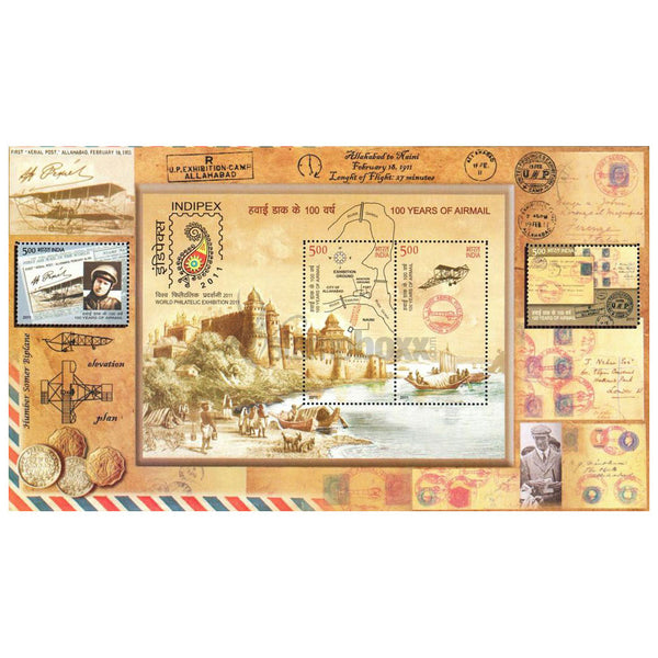 INDIA M/S - 100 YEARS OF AIRMAIL 2011 v4 MNH