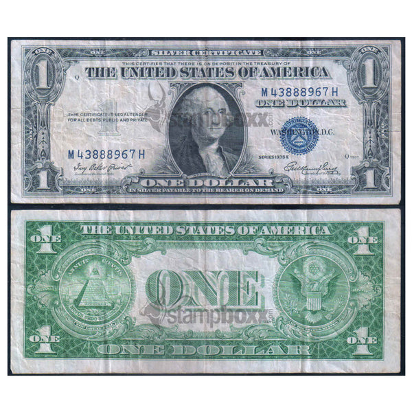 AMERICA 1 DOLLAR SILVER CERTIFICATE 1935 P-416D2e USED GRADE
