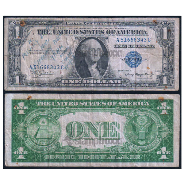AMERICA 1 DOLLAR SILVER CERTIFICATE 1935 P-416a USED GRADE