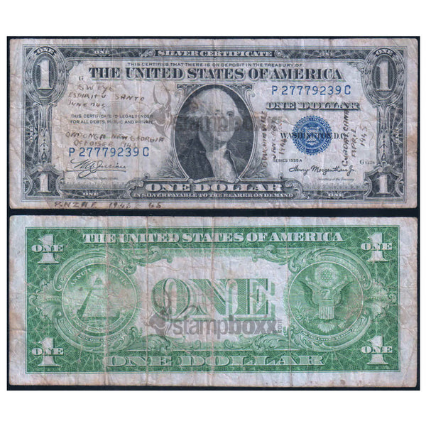 AMERICA 1 DOLLAR SILVER CERTIFICATE 1935 P-416a USED GRADE
