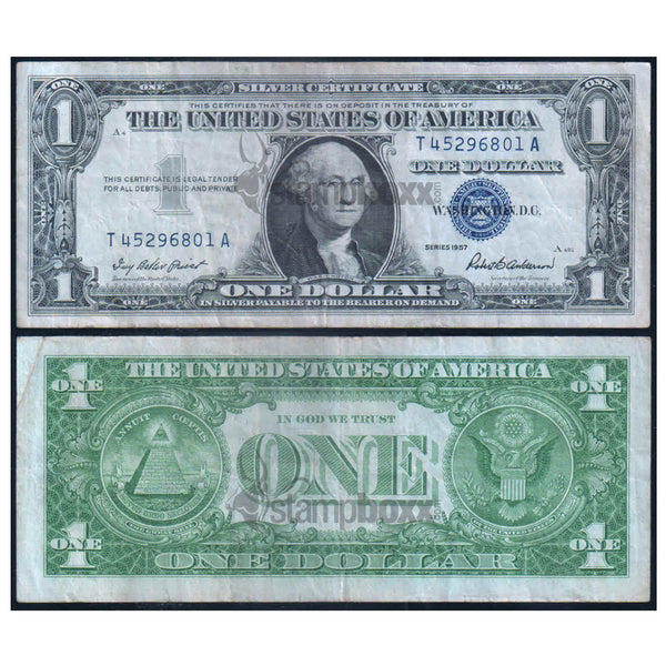 AMERICA 1 DOLLAR SILVER CERTIFICATE 1957 P-419 USED GRADE
