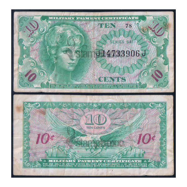 AMERICA - MILITARY ISSUE 10 CENTS 1965 P-M58 USED GRADE - RARE