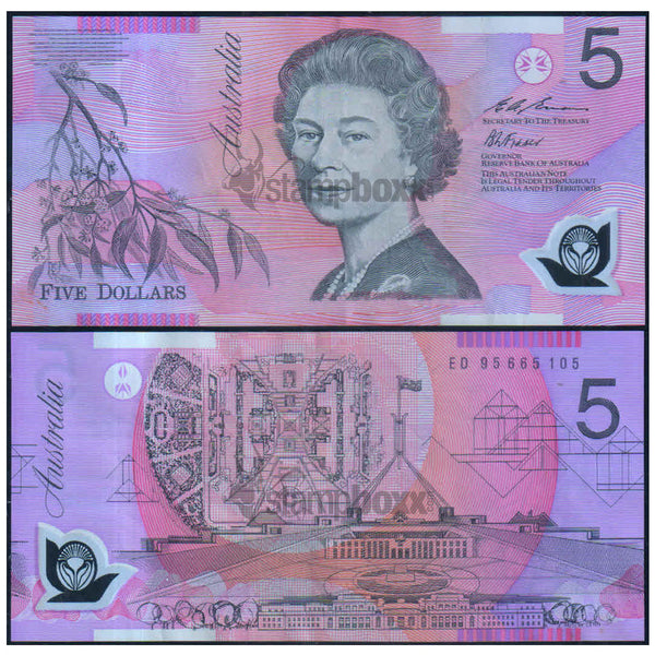 AUSTRALIA 5 DOLLARS 1995 P-51a VF GRADE POLYMER USED GRADE