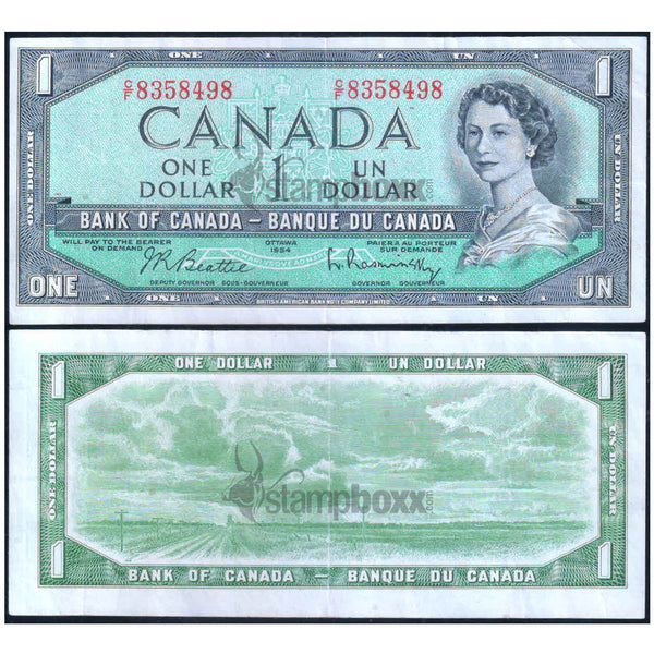 CANADA 1 DOLLAR 1954 P-75b USED GRADE