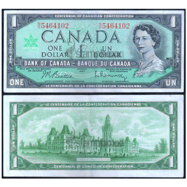 CANADA 1 DOLLAR 1967 P-84b USED GRADE COMMEMORATIVE
