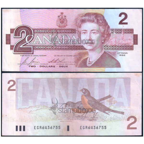 CANADA 2 DOLLARS 1986 P-94b XF+ GRADE