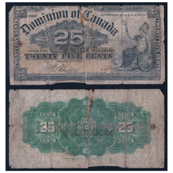 CANADA 25 CENTS 1900 P-9 POOR GRADE