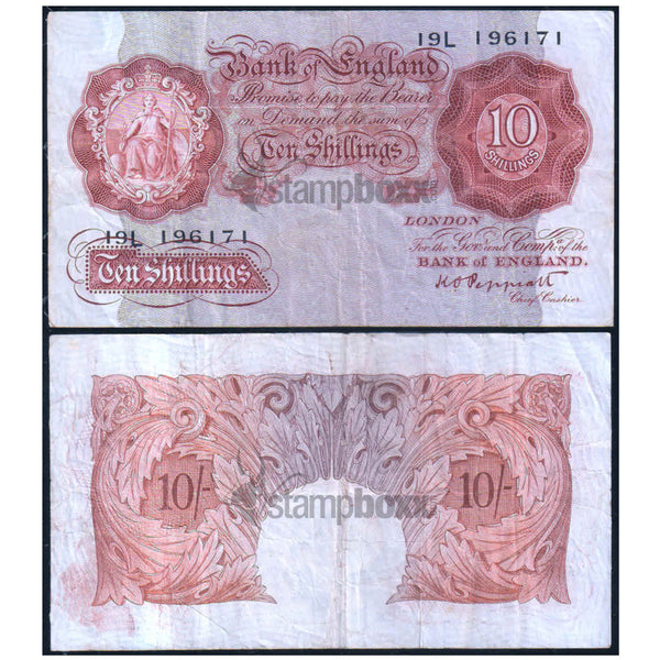ENGLAND 10 SHILLINGS 1948-60 P-368 USED GRADE