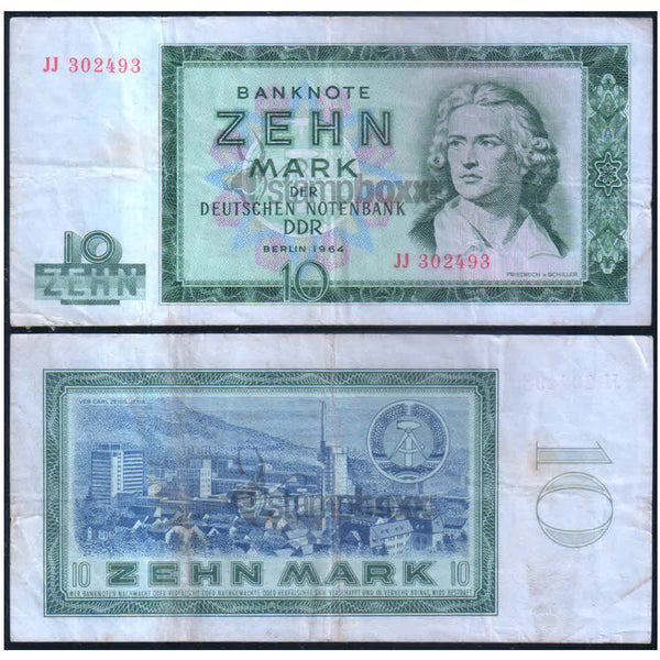 GERMAN DEMOCRATIC REPUBLIC 10 MARK 1964 P-23 USED GRADE