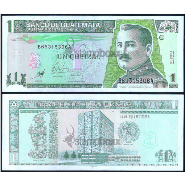 GUATEMALA 1 QUETZAL 1998 P-99 USED GRADE SERIAL 5306