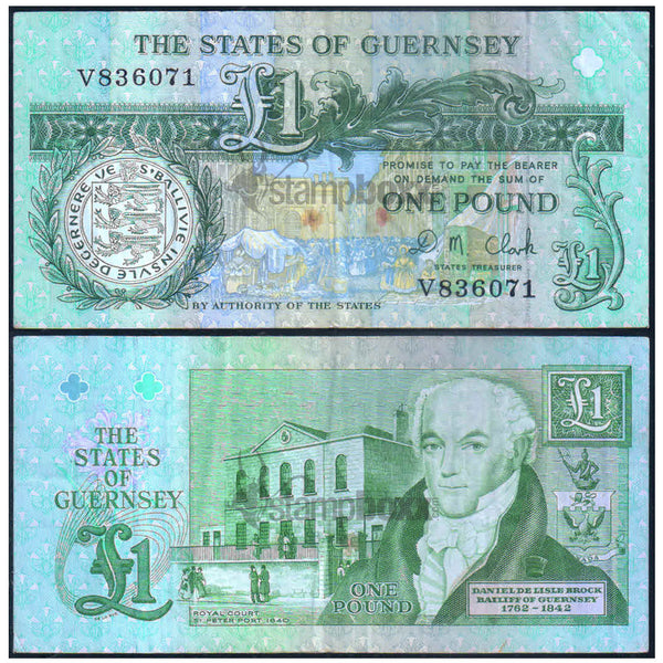 GUERNSEY 1 POUND 1991-2016 P-52c USED GRADE SERIAL 6071