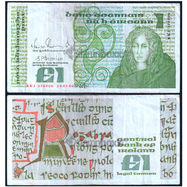 IRELAND 1 POUND 1977-89 P-70USED GRADE