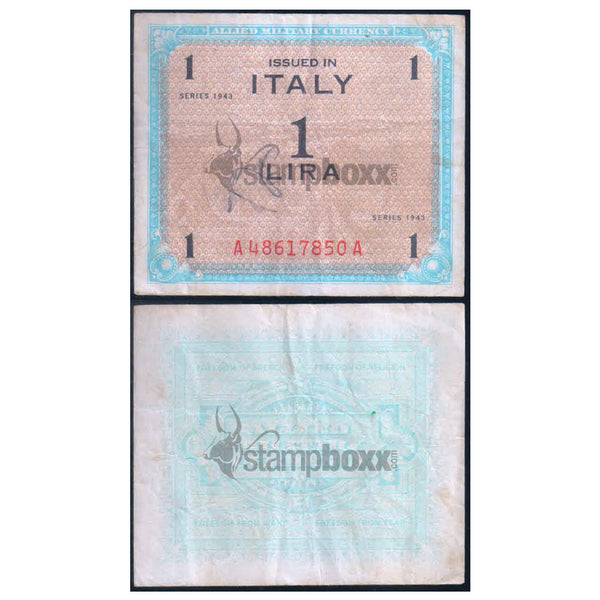 ITALY - MILITARY ISSUE 1 LIRA 1943 P-M10 USED GRADE