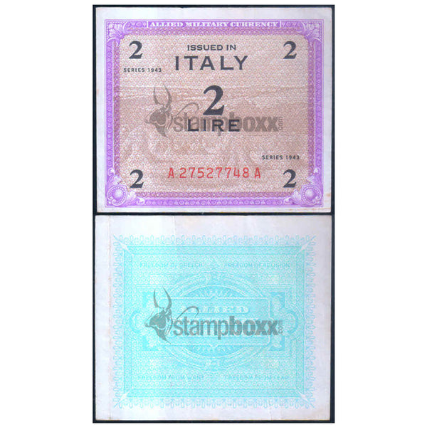 ITALY MILITARY ISSUE 2 LIRA 1943 P-M11 VF GRADE