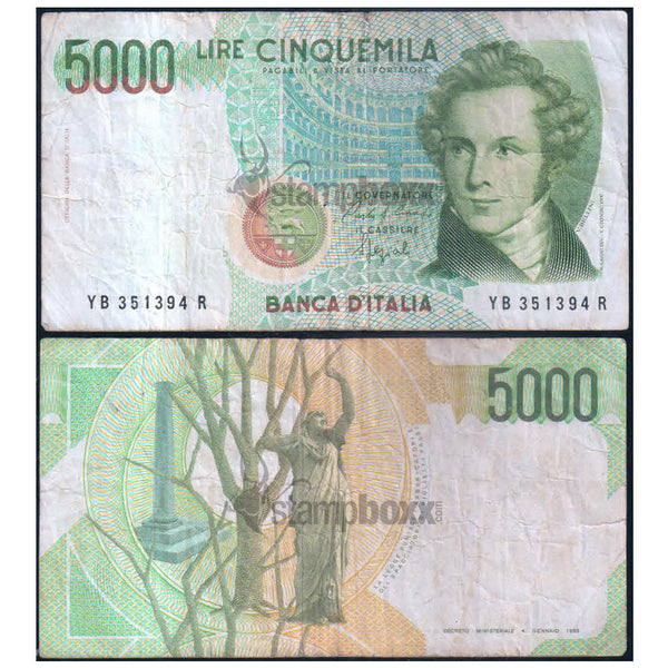ITALY 5000 LIRE 1985 P-111 USED GRADE SERIAL 1394