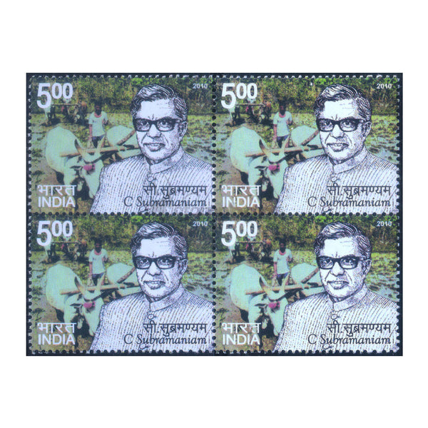 C SUBRAMANIAM 2010 BLOCK OF 4 MNH