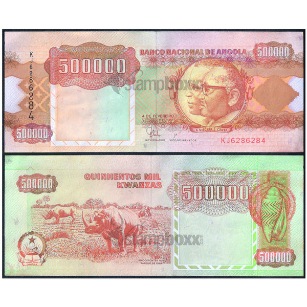 ANGOLA 500000 KWANZAS 1991 P-134 aUNC (MILD STAIN)