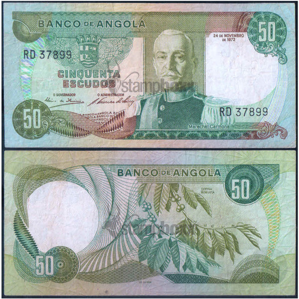 ANGOLA - PORTUGUESE 50 ESCUDOS 1972 P-100 USED
