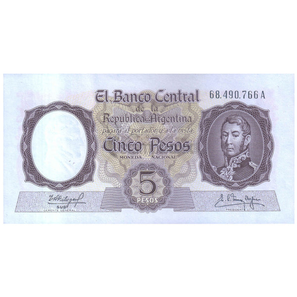 ARGENTINA 5 PESOS 1960-62 P-275 UNC