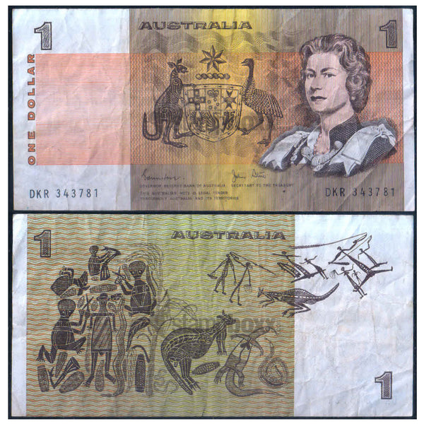 AUSTRALIA 1 DOLLAR 1974-83 P-42d USED GRADE