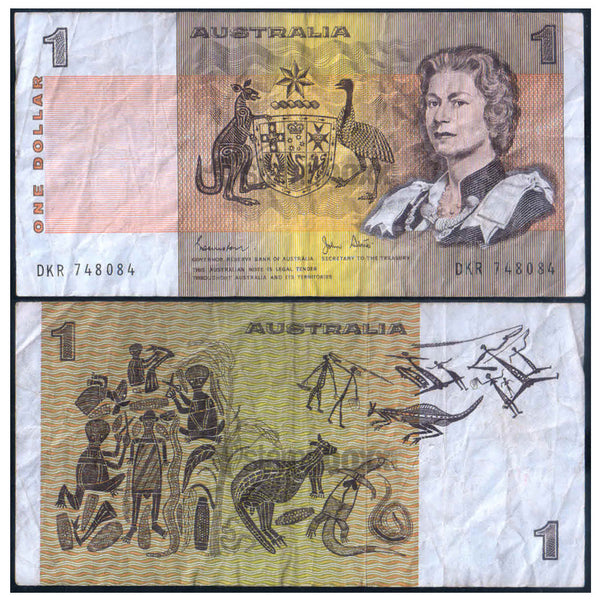 AUSTRALIA 1 DOLLAR 1974-83 P-42d USED GRADE