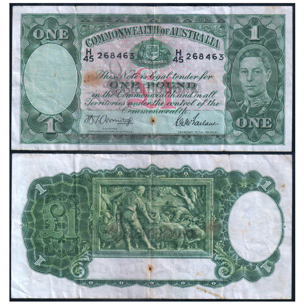 AUSTRALIA 1 POUND 1938-52 P-26b USED GRADE