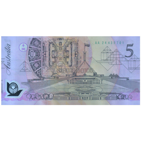 AUSTRALIA 5 DOLLARS 1992 P-50a(2) UNC POLYMER - RARE