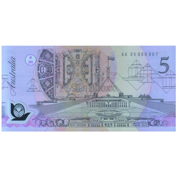 AUSTRALIA 5 + 5 DOLLARS (POLYMER + PAPER) 1992 P-50b + P-44 UNC FOLDER