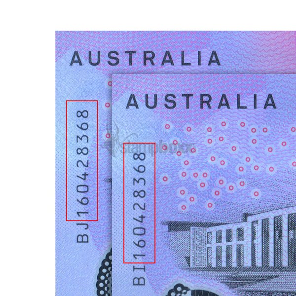 AUSTRALIA 5 DOLLARS 2016 P-62 UNC POLYMER MATCHING SERIAL PAIR