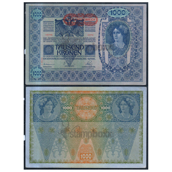 AUSTRIA 1000 CROWNS 1902 P-61 XF+