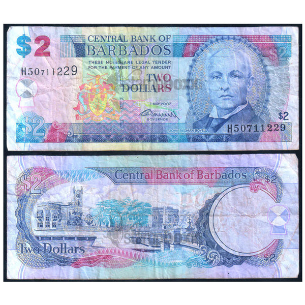 BARBADOS 2 DOLLARS 2007 P-66 USED