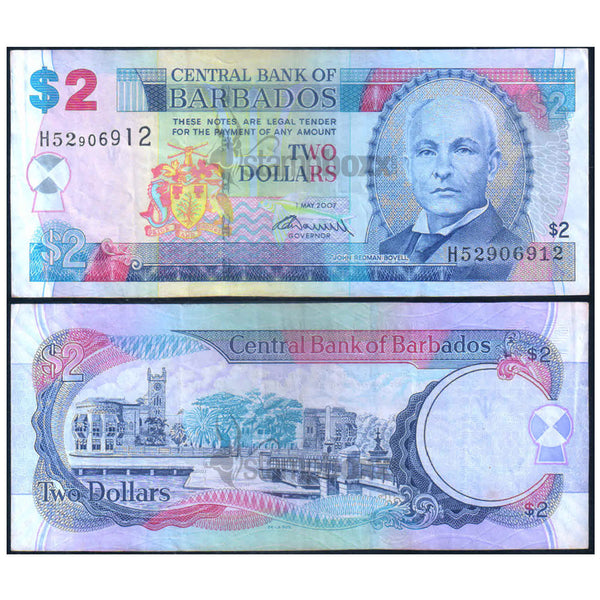 BARBADOS 2 DOLLARS 2007 P-66 USED