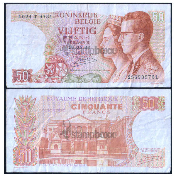 BELGIUM50 FRANCS 1964 P-139 USED GRADE