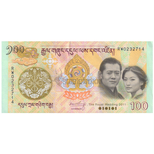 BHUTAN 100 NGULTRUM 2011 P-35 UNC WITH FOLDER