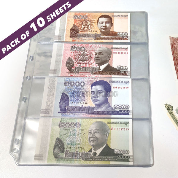 Indian Made - Transparent Banknote Album Refill4-pocket Pack of 10
