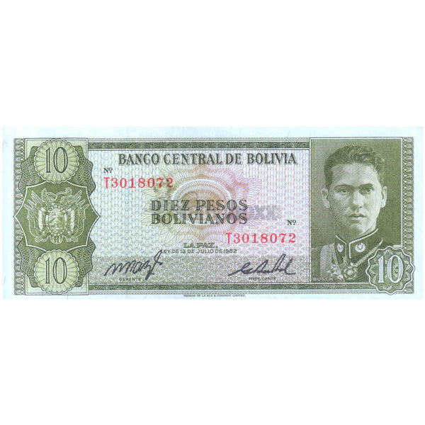 BOLIVIA 10 BOLIVIANOS 1962 P-154 UNC