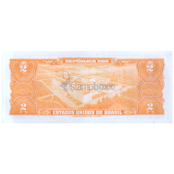 BRAZIL 2 CRUZEIROS 1954-58 P-151b UNC - LOW SERIAL