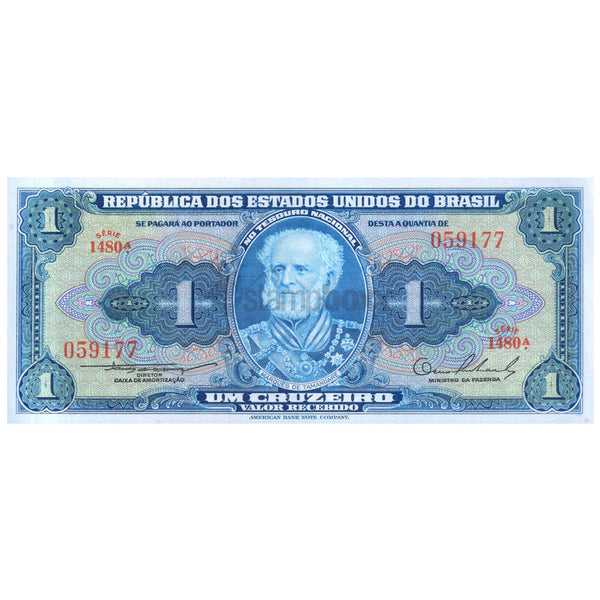 BRAZIL 1 CRUZEIRO 1954-1958 P-150a UNC