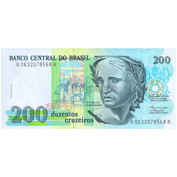 BRAZIL 200 CRUZEIROS 1990 P-229 UNC