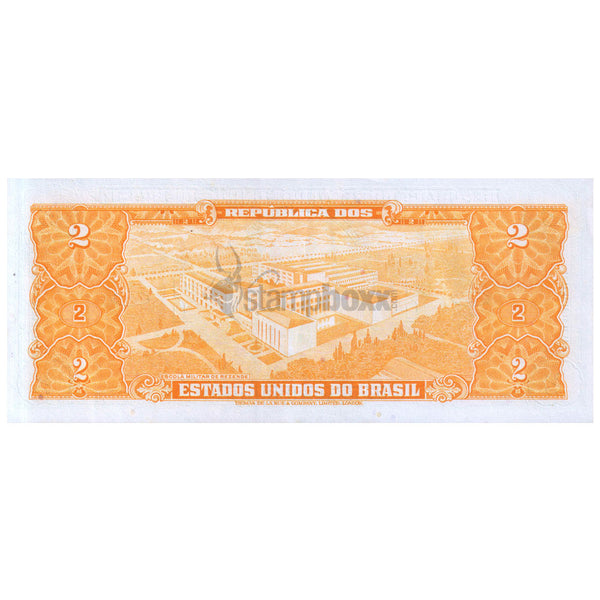 BRAZIL 2 CRUZEIROS 1956-1958 P-157A AU/UNC