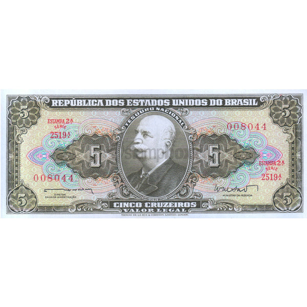 BRAZIL 5 CRUZEIROS 1962-1964 P-176d UNC