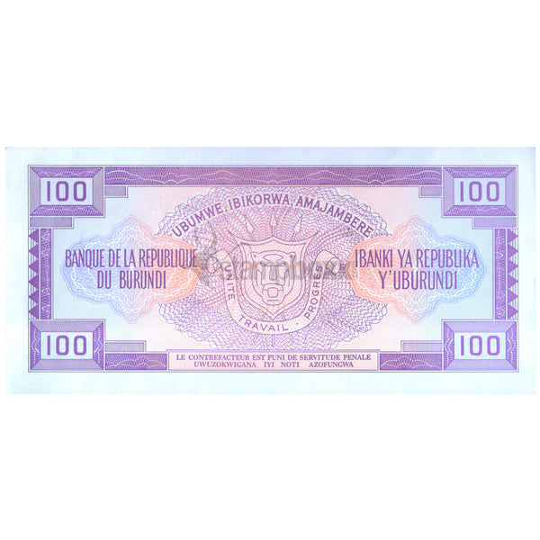 BURUNDI 100 FRANCS 1979 P-29 UNC - OLD ISSUE - RARE