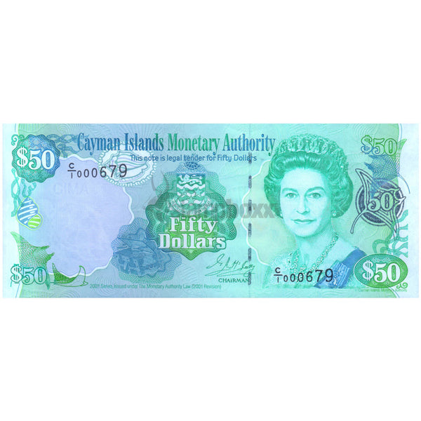 CAYMAN ISLANDS 50 DOLLARS 2001 P-29 UNC
