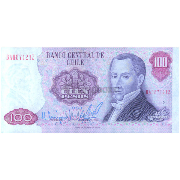 CHILE 100 PESOS 1983 P-152 aUNC