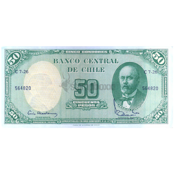 CHILE 50 PESOS 1961 P-126 UNC OLD ISSUE