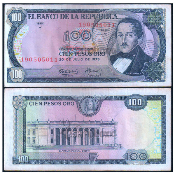 COLOMBIA 100 PESOS 1973 P-415 VF GRADE