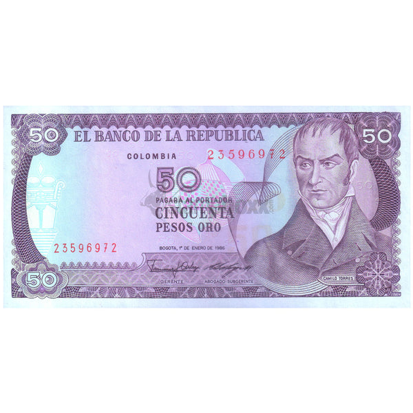COLOMBIA 50 PESOS ORO 1986 P-425 UNC