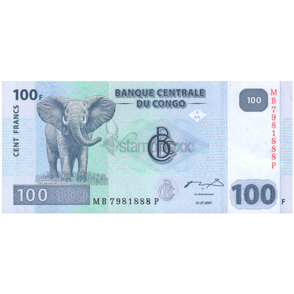 CONGO DEMOCRATIC REPUBLIC 100 FRANCS 2007 P-98A UNC
