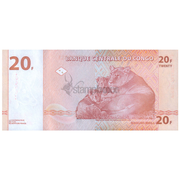 CONGO DEMOCRATIC REPUBLIC 20 FRANCS 1997 P-88A UNC