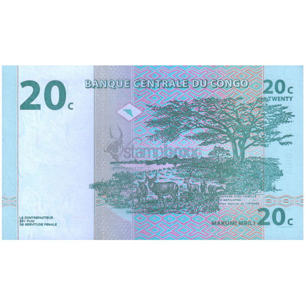 CONGO DEMOCRATIC REPUBLIC 20 CENTIMES 1997 P-83 UNC